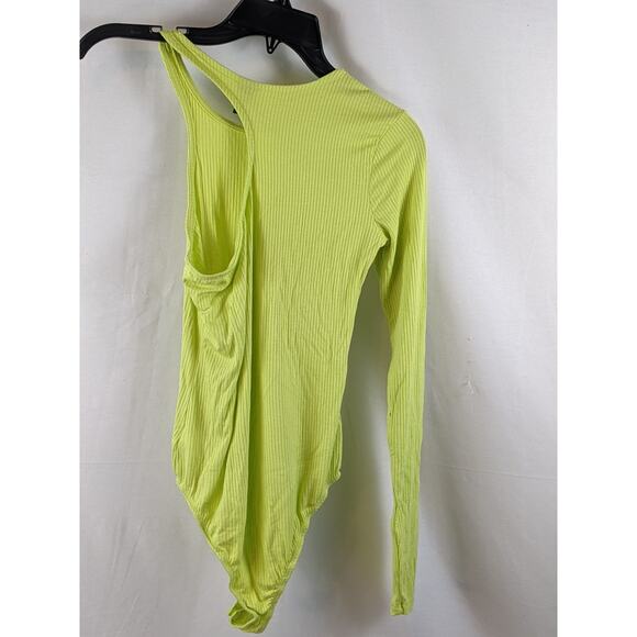 One Sleeve Asymmetrical Lime Green Bodysuit Wild Fable M Snap Layering One Piece - Picture 2 of 9